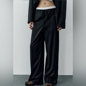 NWOT- Zara Combo Boxer pants.  Size L. Mid-rise pants, straight leg
